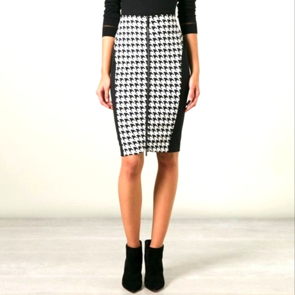 MICHAEL Michael Kors Houndstooth Knit Zipper Front Pencil Skirt Size 8 - Picture 4 of 11